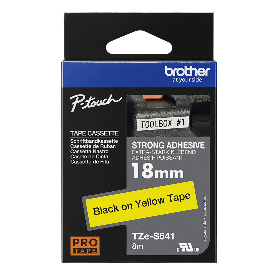 Brother TZE-S641 DirectLabel black on yellow extra strong Laminat 18mm x 8m for Brother P-Touch TZ 3.5-18mm/36mm/6-18mm/6-24mm/6-36mm