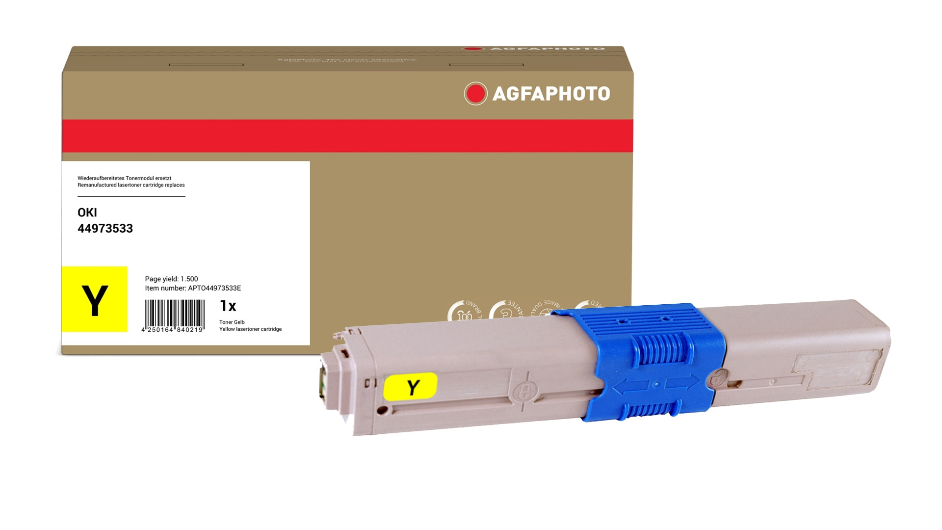 AgfaPhoto Compatible Toner Cartridge. Yellow. Replacement for OKI 4497