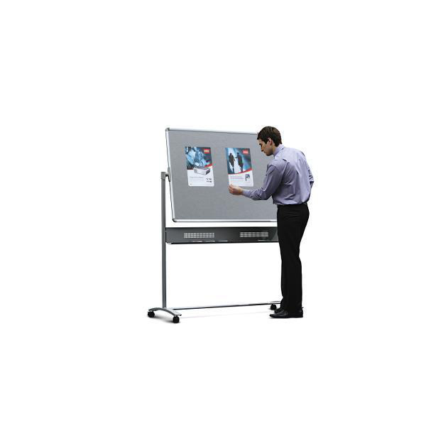 Nobo Mobile Combination Board Magnetic Steel Whiteboard/Grey Felt Noticeboard Horizontal Pivot 1200x900mm