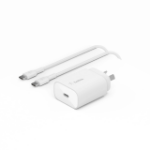 BELKIN BoostCharge 25W USB-C PD 3.0 PPS Wall Charger + USB-C to USB-C Cable (1M) - White (WCA004au1MWH-B6), Dynamic Power, 2 Years Warranty