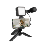 LogiLink Vlogger-Starter-Kit, with LED Light, microphone and handle