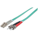Intellinet Fiber Optic Patch Cable, OM3, ST/LC, 1m, Aqua, Duplex, Multimode, 50/125 µm, LSZH, Fibre, Lifetime Warranty, Polybag