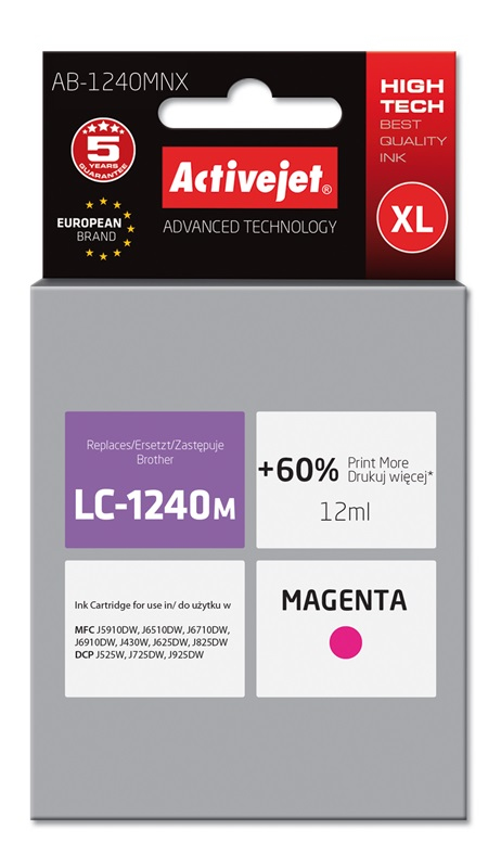 Activejet AB-1240MNX ink (replacement for Brother LC1220Bk/LC1240Bk; Supreme; 12 ml; magenta)