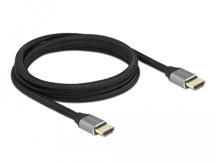 83996 DELOCK Ultra High Speed - HDMI-Kabel - HDMI männlich zu HDMI männlich - 2 m - Dreifachisolierung - Grau - hauchvergoldete Kontakte, unterstützt 8K 60 Hz (7680 x 4320)