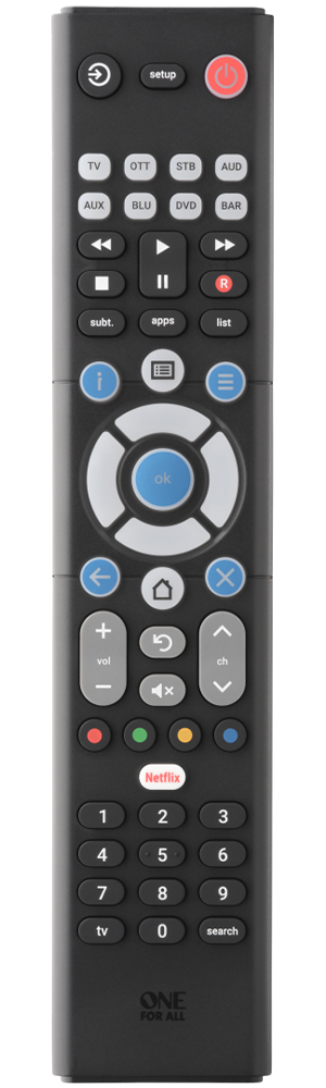 One For All Essence 8 remote control Audio. DVD/Blu-ray. Game console.