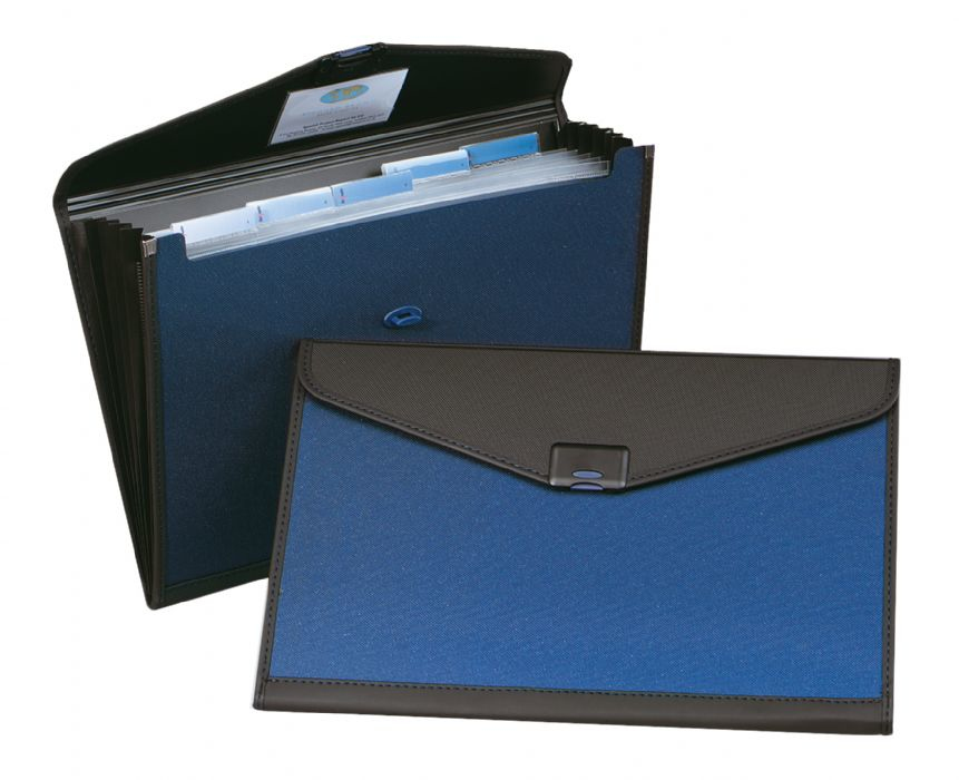 Snopake Expanding File 13521 Foolscap Black, Blue Plastic