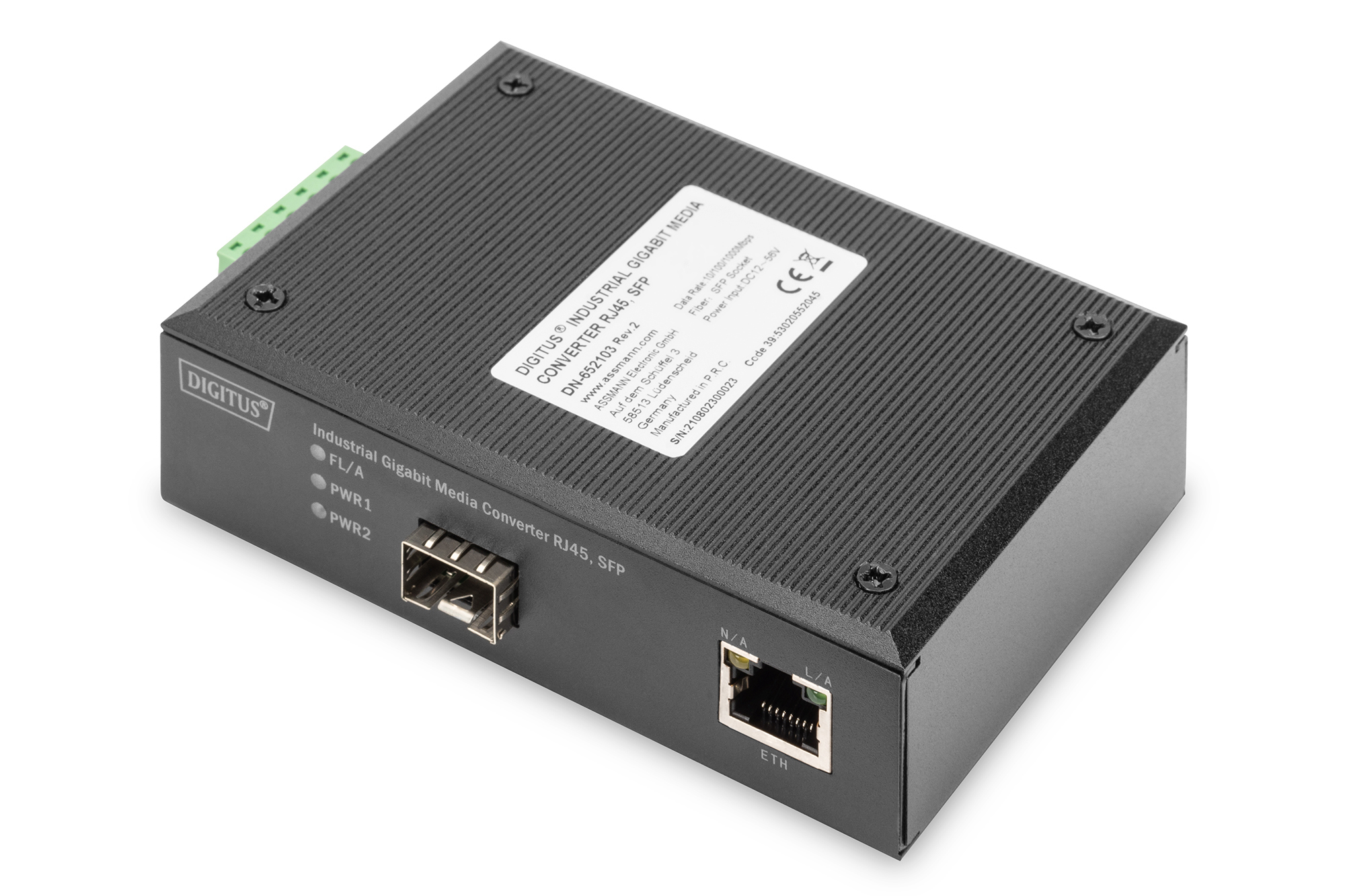 Image of Digitus Industrial Gigabit Media Converter RJ45, SFP