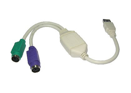 Cables Direct CDLSB-902 PS/2 cable 2x 6-p Mini-DIN USB A White