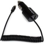StarTech.com Dual-Port Car Charger with Lightning Cable and USB 2.0 Port - Black