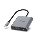 UNITEK V1404B video cable adapter 0.15 m USB Type-C 2 x HDMI Grey