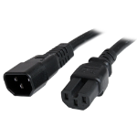 StarTech.com 6ft (1.8m) Heavy Duty Extension Cord, IEC 320 C14 to IEC 320 C15 Black Extension Cord, 15A 250V, 14AWG, Heavy Gauge Power Extension Cable, IEC 320 C14 to IEC 320 C15 AC Power Cord - UL Listed