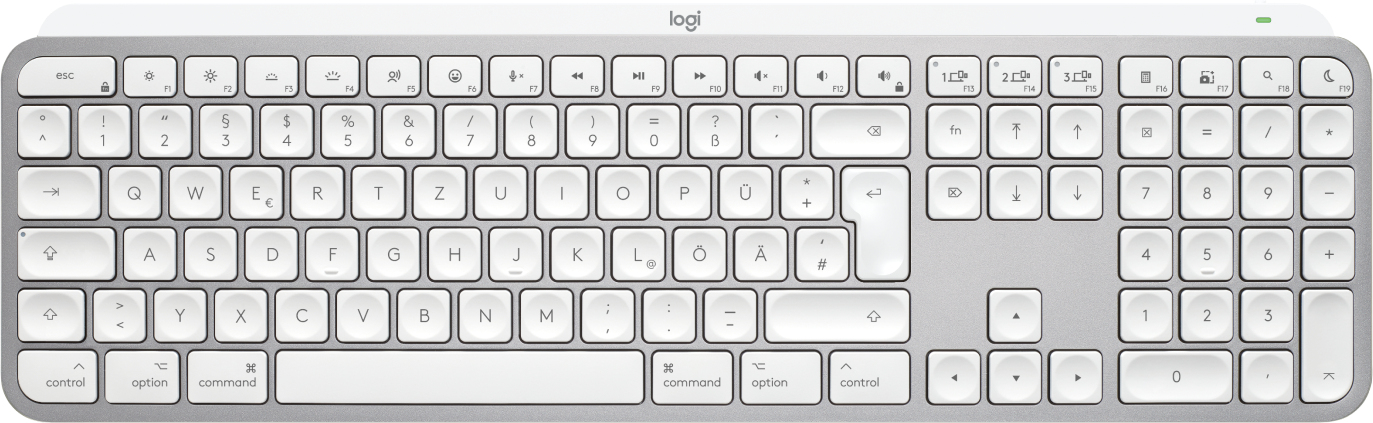 Logitech MX Keys S for Mac keyboard Office RF Wireless + Bluetooth QWERTZ German Aluminium, White