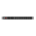 Lanberg PDU-02I1908I-0200-C20-BK power distribution unit (PDU) 10 AC outlet(s) 1U Black