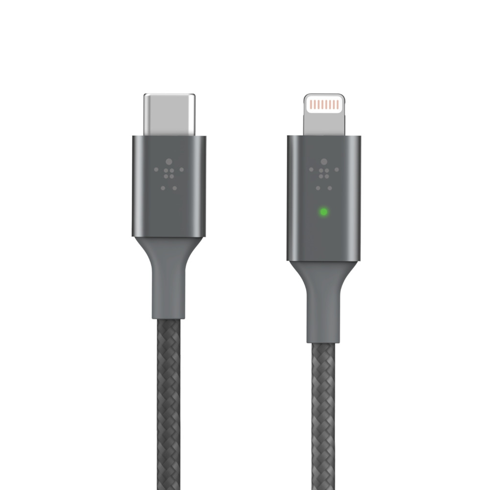 Image of Belkin Smart LED USB-C to Lightning Grey