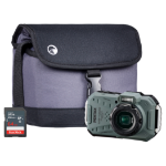 Pentax WG-1000 16MP 4x Zoom Tough Compact Camera - Olive - Camera + Sandisk 64GB SD Card + System Bag