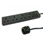 TARGET 2m 4 Gang Surge Protected LED Indicator UK Mains Extension - Black