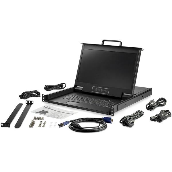 StarTech.com Rackmount KVM Console HD 1080p - Single Port VGA KVM with 17" LCD Monitor for Server Rack - Fully Featured 1U LCD KVM Drawer w/Cables & Hardware - USB Support - 50,000 MTBF