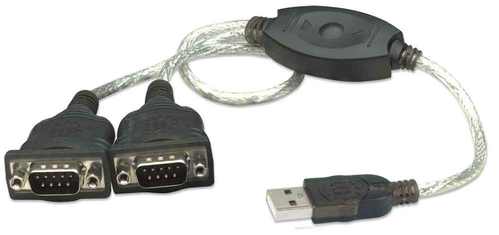 Image of Manhattan USB-A to 2x Serial Ports Converter cable, 45cm, Male to...