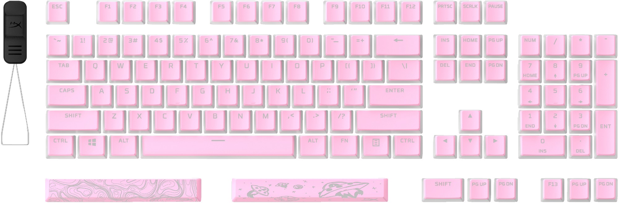 HyperX Pudding Keycaps 2 - Full Key Set - PBT - Pink (US Layout)