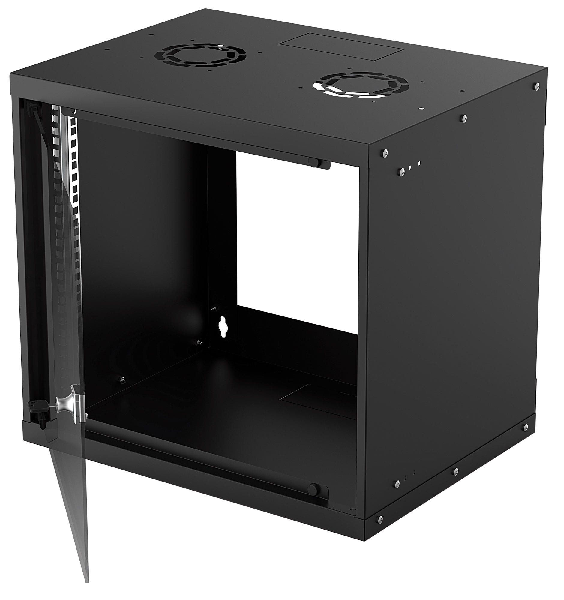 Intellinet 19" Basic Wallmount Cabinet, 9U, 400mm Deep, IP20-Rated Housing, Max 50kg, Flatpack, Black