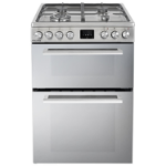 electriQ 60cm Double Oven Dual Fuel Cooker with Mirror Door