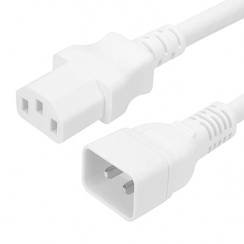FDL 2M IEC C20 PLUG TO C13 SOCKET MAINS EXTENSION CABLE - WHITE