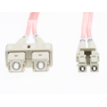 4Cabling 1m LC-SC OM4 Multimode Fibre Optic Cable: 2mm Oversleeving - Salmon Pink