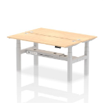 Dynamic Air Back-to-Back W1600 x D600mm Height Adjustable Sit Stand 2 Person Bench Desk With Cable Ports Maple Finish Silver Frame - HA02192 DD