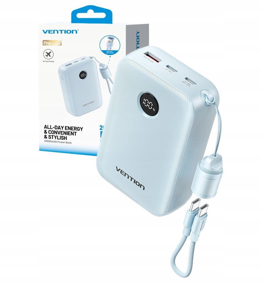 VN1 Powerbank Vention 20000mAh 2xUSB-C 1xUSB-A 22,5W BL