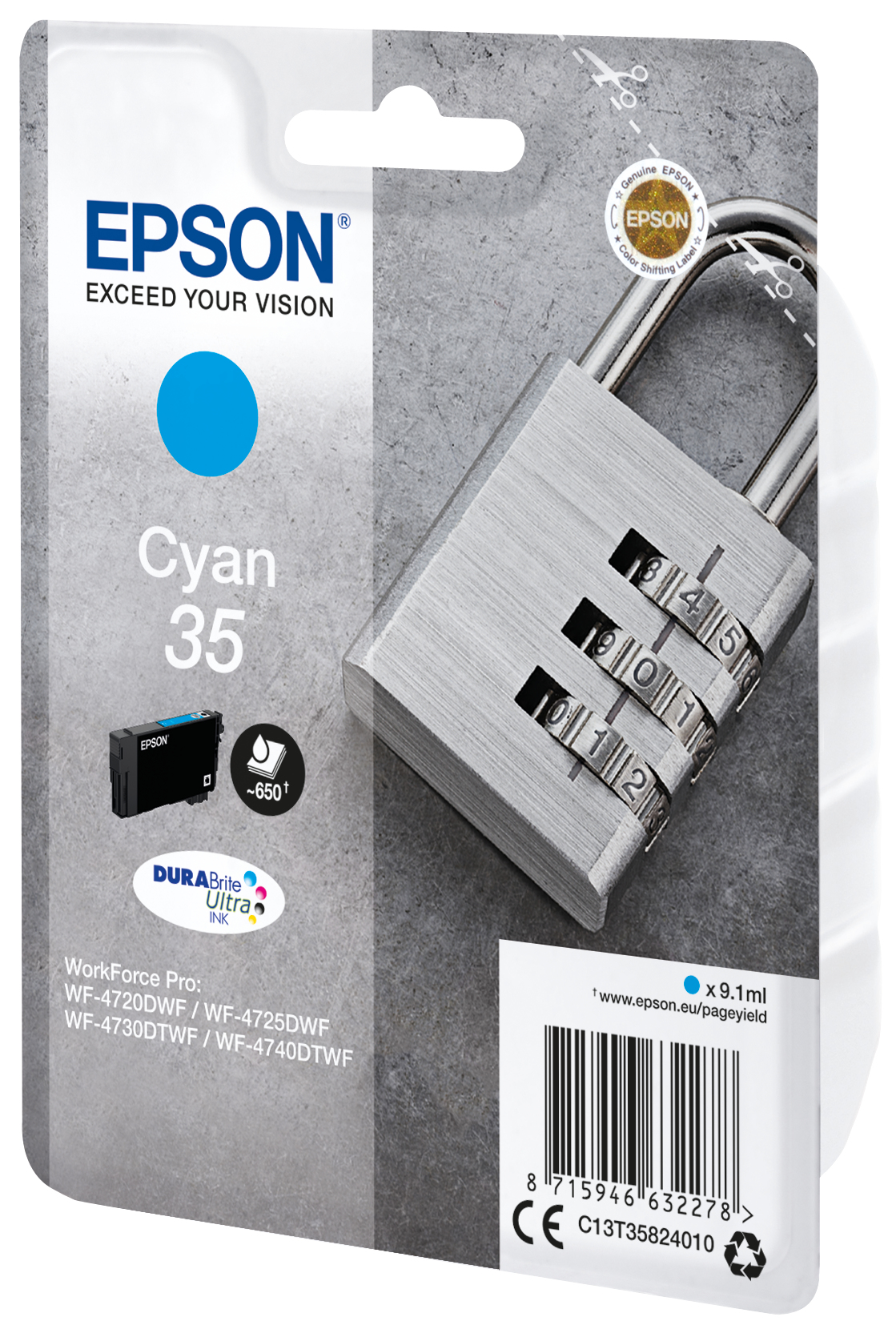 Epson C13T35824010/35 Ink cartridge cyan, 650 pages 9,1ml for Epson WF-4720