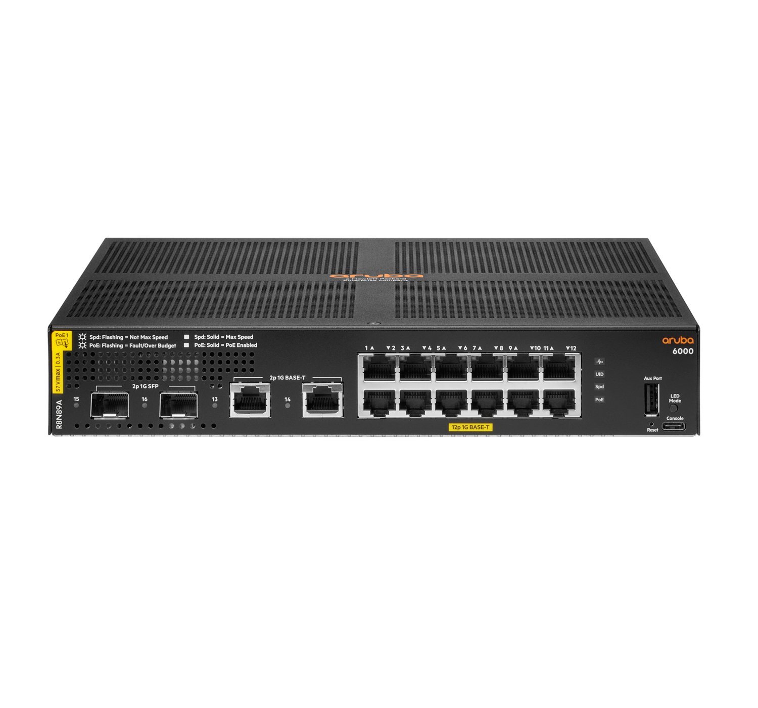 Image of Aruba 6000 12G Class4 PoE 2G/2SFP 139W Managed L3 Gigabit Ethernet...