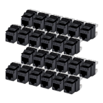 StarTech.com Cat6 Keystone Jack, 24-Pack RJ45 Ethernet Keystone Jacks, UTP Cat6 Wall Jack, 180-Degree 110 Punch Down, Black