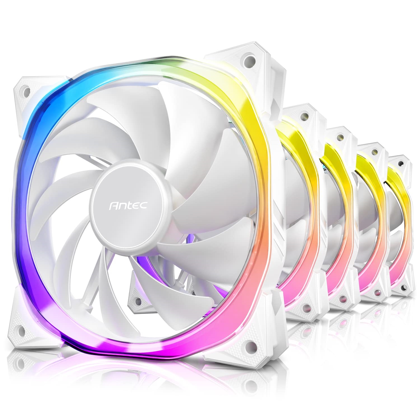 Image of Antec Fusion 120mm ARGB 5 Fan Pack, White, 5x120mm ARGB Fans, Upto...