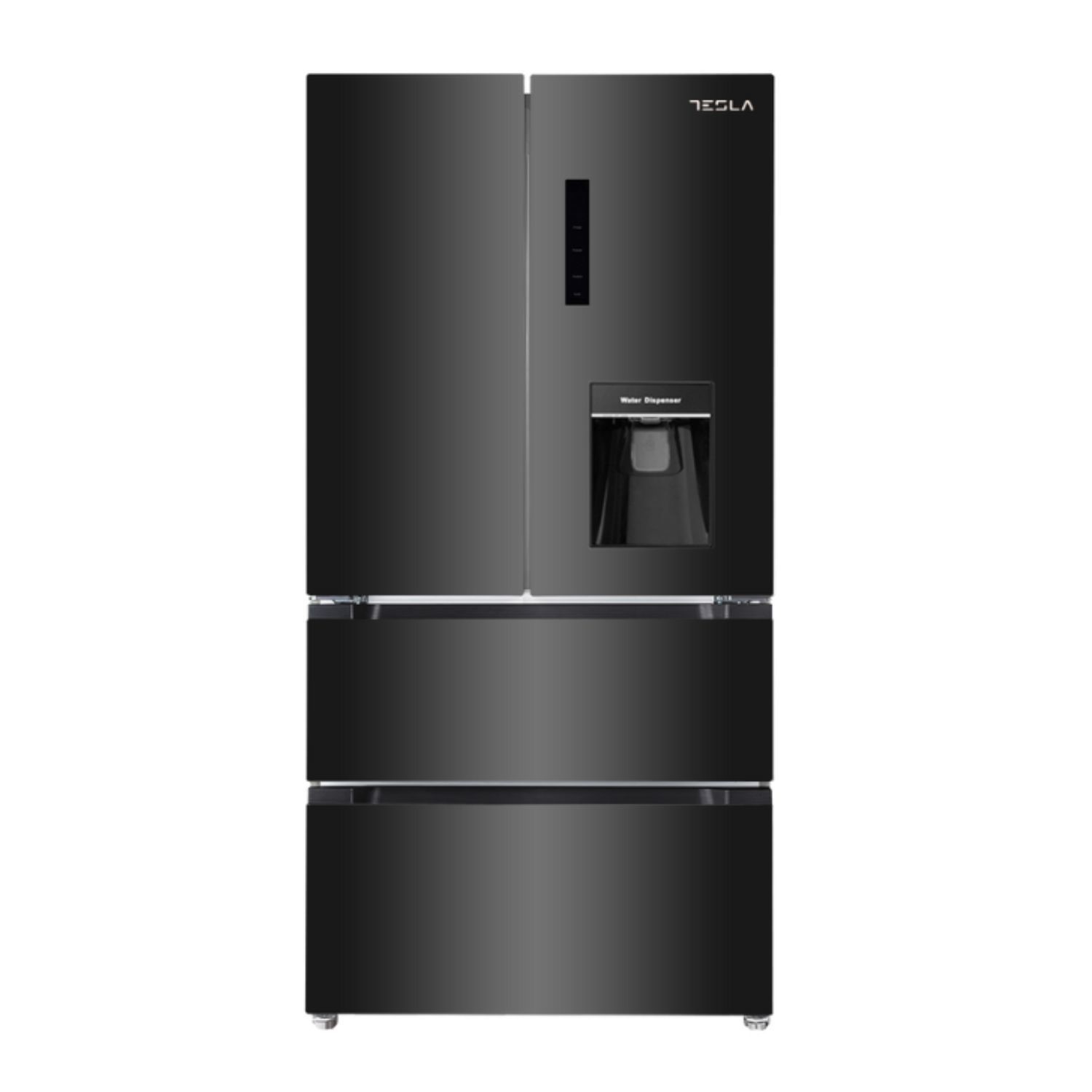 Tesla 539 Litres French Style American Fridge Freezer - Black