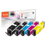 Peach PI100-356 inktcartridge 5 stuk(s) Compatibel Normaal rendement Zwart, Cyaan, Magenta, Geel