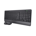 Trust Trezo - Draadloze Toetsenbord en Muis set - met polssteun - vlakke toetsen - Qwerty US - Zwart