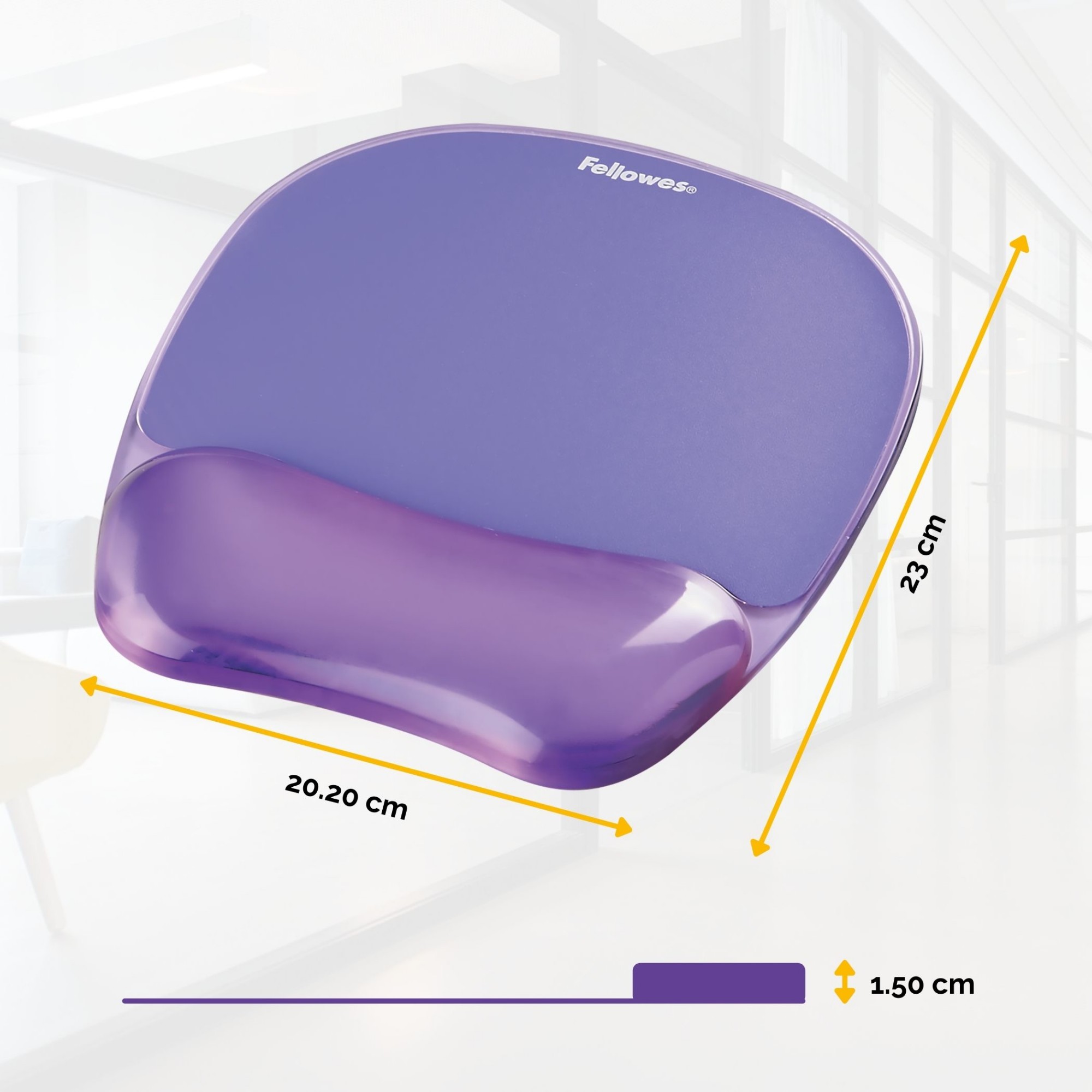 Fellowes Mouse Mat Wrist Support - Crystals Gel Mouse Pad with Non Slip Rubber Base - Ergonomic Mouse Mat for Computer, Laptop, Home Office Use - Compatible with Laser and Optical Mice - Purple