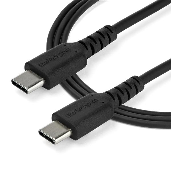 StarTech.com 2m USB C Charging Cable - Durable Fast Charge & Sync USB 3.1 Type C to USB C Laptop Charger Cord - TPE Jacket Aramid Fiber M/M 60W Black - Samsung S10 S20 iPad Pro MS Surface