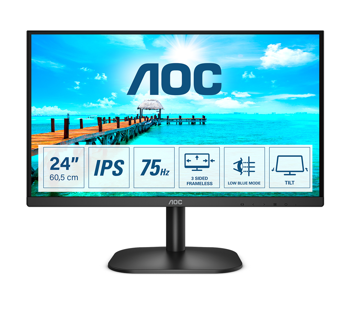 Image of AOC B2 24B2XH computer monitor 60.5 cm (23.8") 1920 x 1080 pixels...