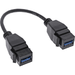 InLine USB 3.2 Gen1 2x keystone adapter cable, 2x USB A keystone socket, 0.2m