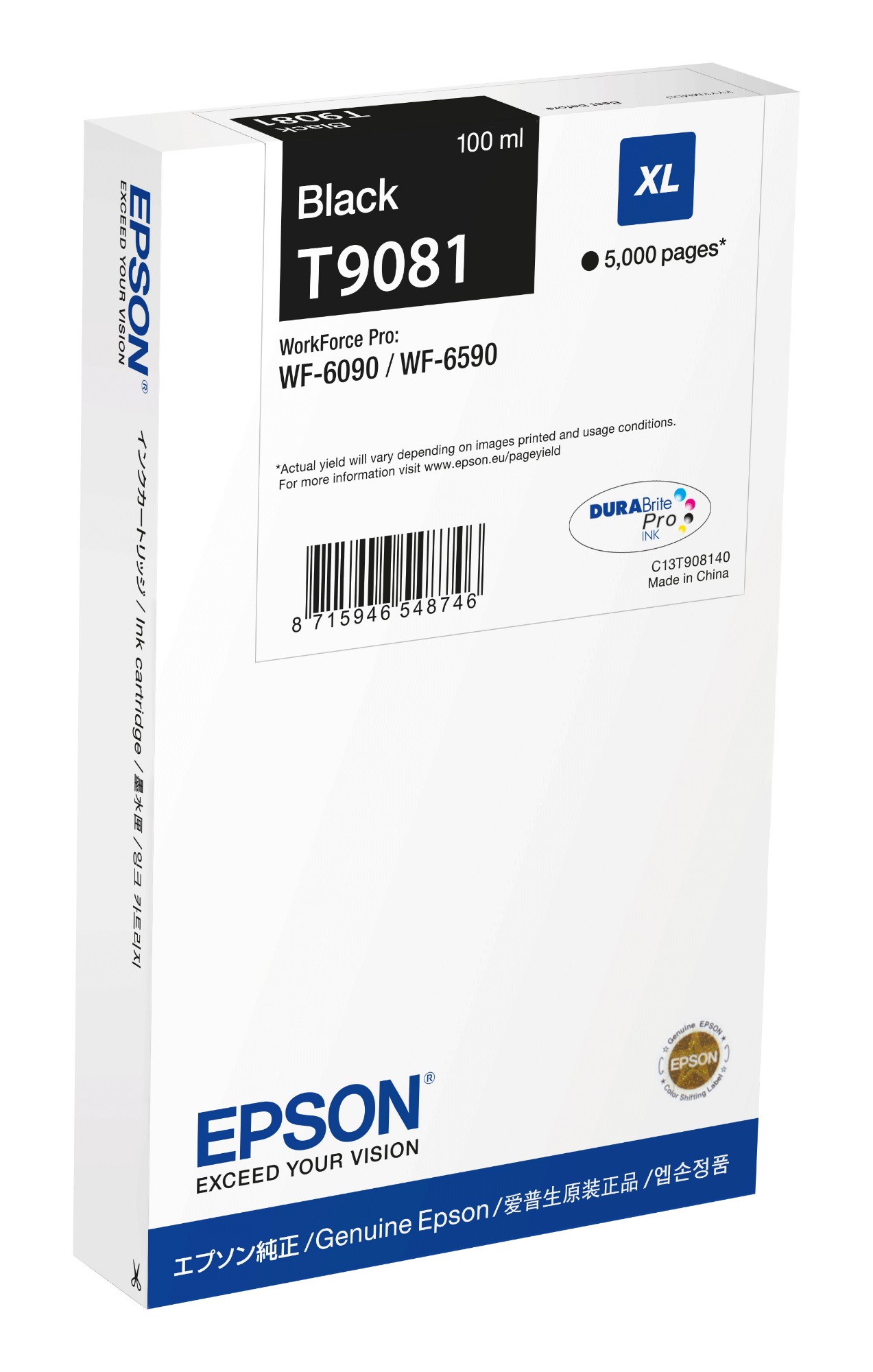 Epson C13T908140|T9081 Ink cartridge black XL, 5K pages, Content 100 ml for WorkForce Pro WF-6090 DW/6590 DWF