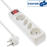 InLine Socket strip, 4-way, 2x CEE7/3 + 2x Euro CEE 7/16, white, 1.5m