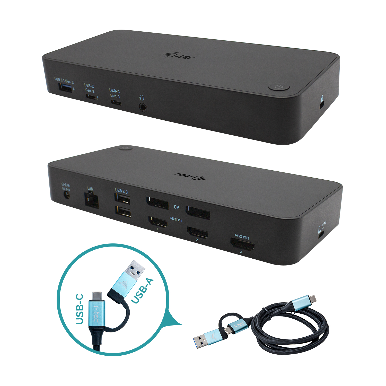Image of i-tec USB 3.0 / USB-C / Thunderbolt, 3x 4K Docking Station + Power...