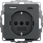 GIRA SCHUKO 245928USB-Spannungsversorgung 2f System 55 socket-outlet 2 x USB + CEE 7/3 Black