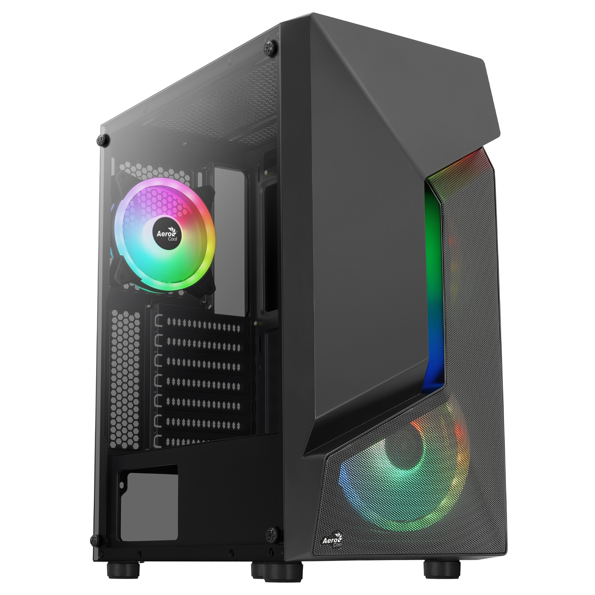 Image of Aerocool SCAPEBKV3 Gaming ATX Case Front RGB LED Tempered Glass 3x...