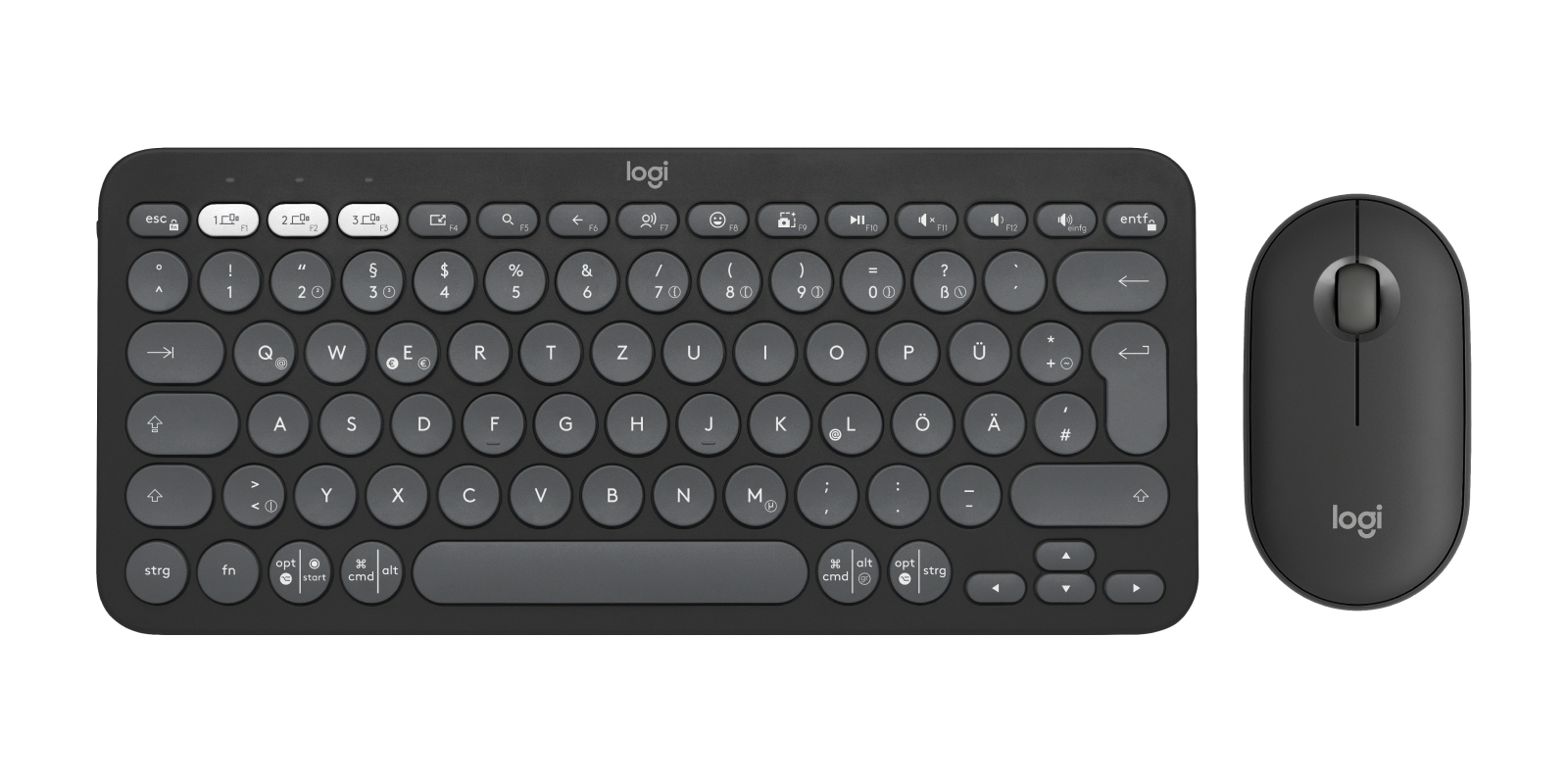 Logitech 920-012203 keyboard Mouse included Universal RF Wireless + Bluetooth QWERTZ German Graphite