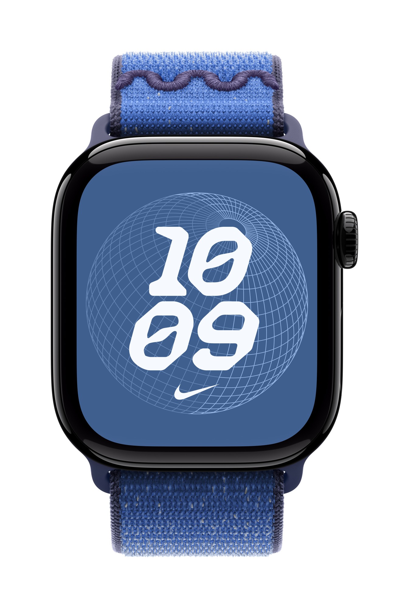 Apple Nike Sport Loop Band Blue Nylon. Recycled polyester. Spandex