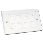 Lindy CAT5e Double Wall Plate with 4 x RJ-45 Shuttered Socket, Unshielded