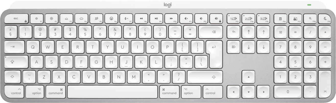 Logitech Master MX Keys S for Mac keyboard Office RF Wireless + Bluetooth QWERTY US International Aluminium, White
