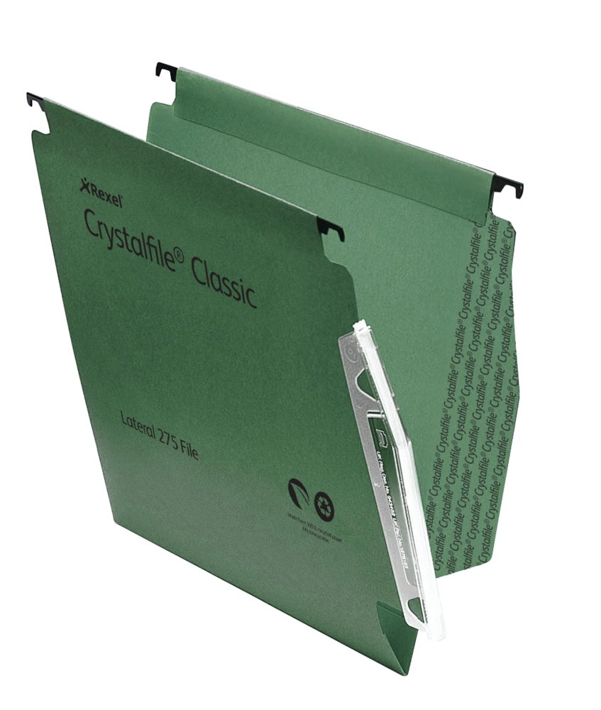 Image of Rexel Crystalfile Classic `275` Lateral File 15mm Green (50)